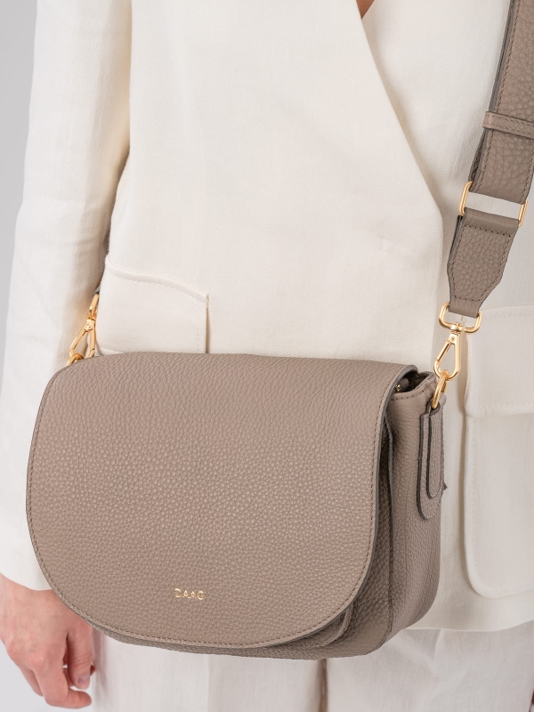 EMMANUELA taupe skórzana torebka damska listonoszka torba na ramię