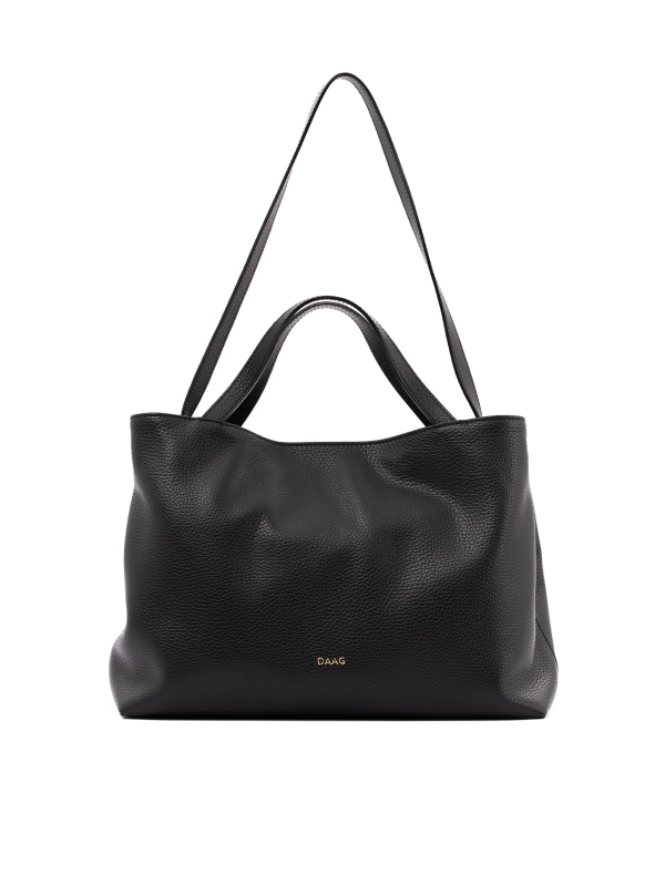 Carla czarna damska skórzana torebka shopperka SOMETHINGWHITE