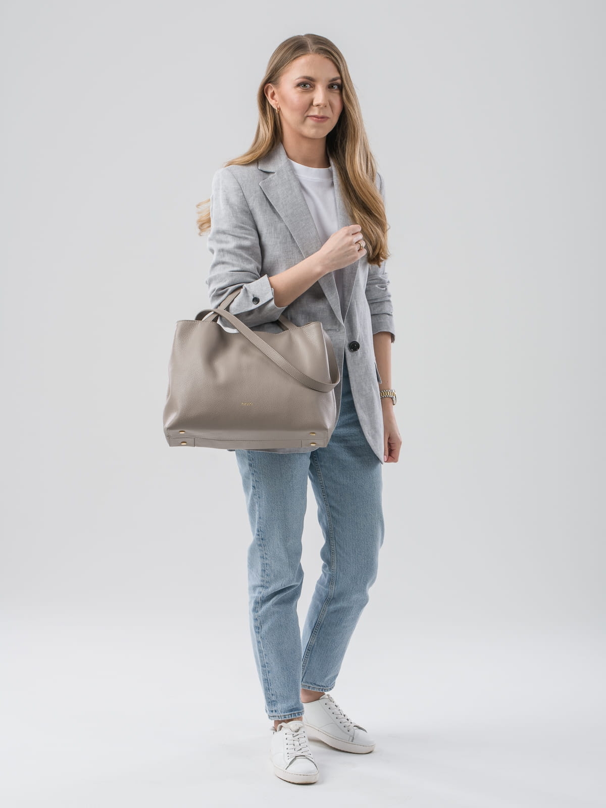 Carla j.beż damska skórzana torebka shopperka somethingwhite