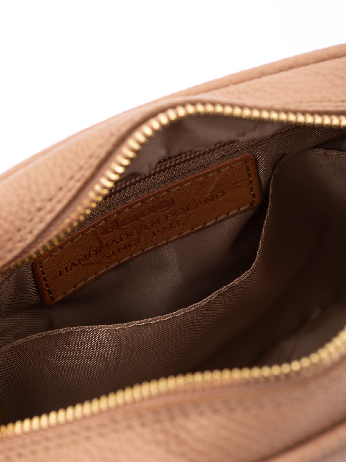 BETTY beżowa latte mała skórzana torebka damska listonoszka