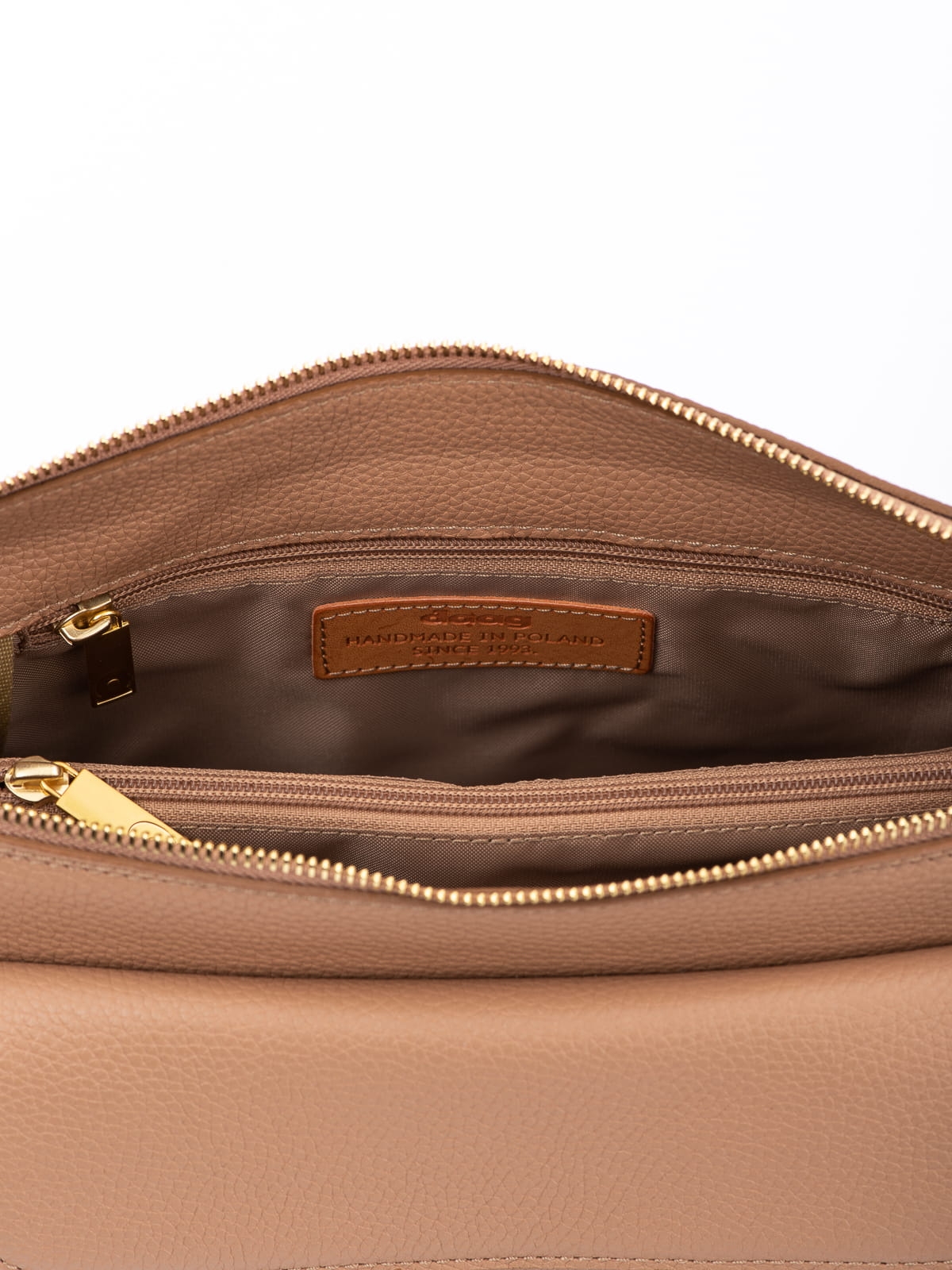 MARLOTTE beżowa latte duża skórzana torebka damska listonoszka torba na ramię