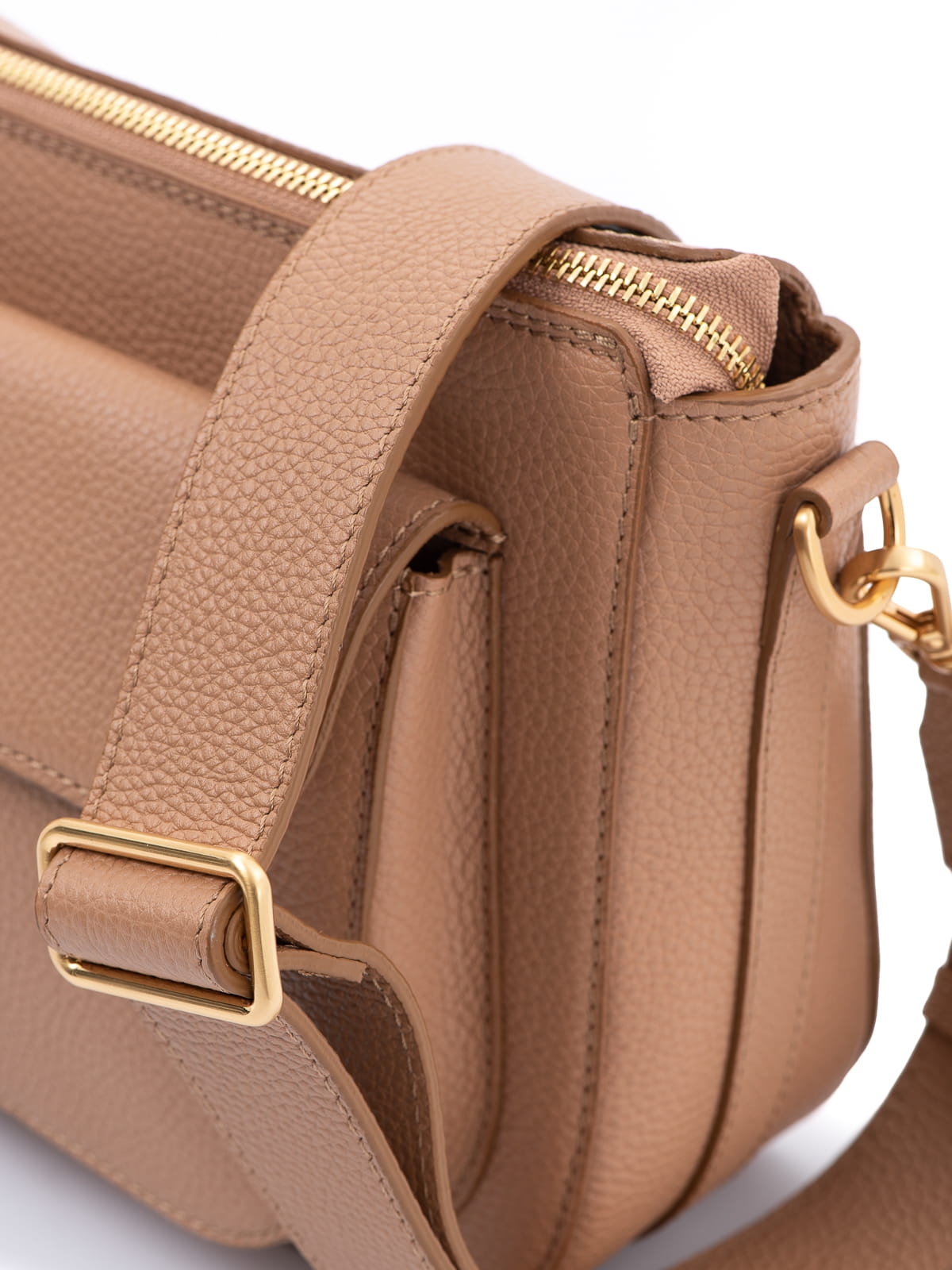 MARLOTTE beżowa latte duża skórzana torebka damska listonoszka torba na ramię