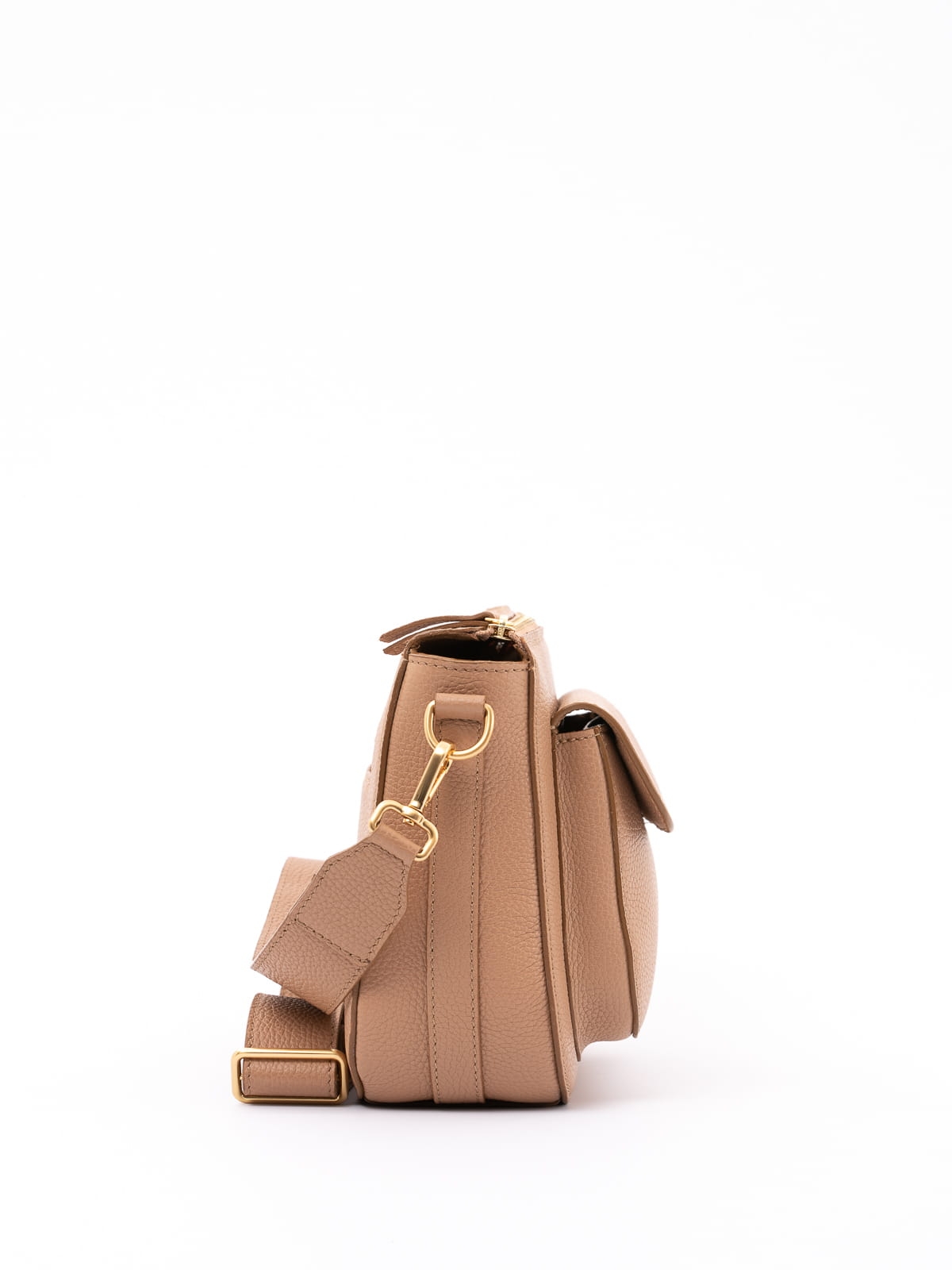 MARLOTTE beżowa latte duża skórzana torebka damska listonoszka torba na ramię