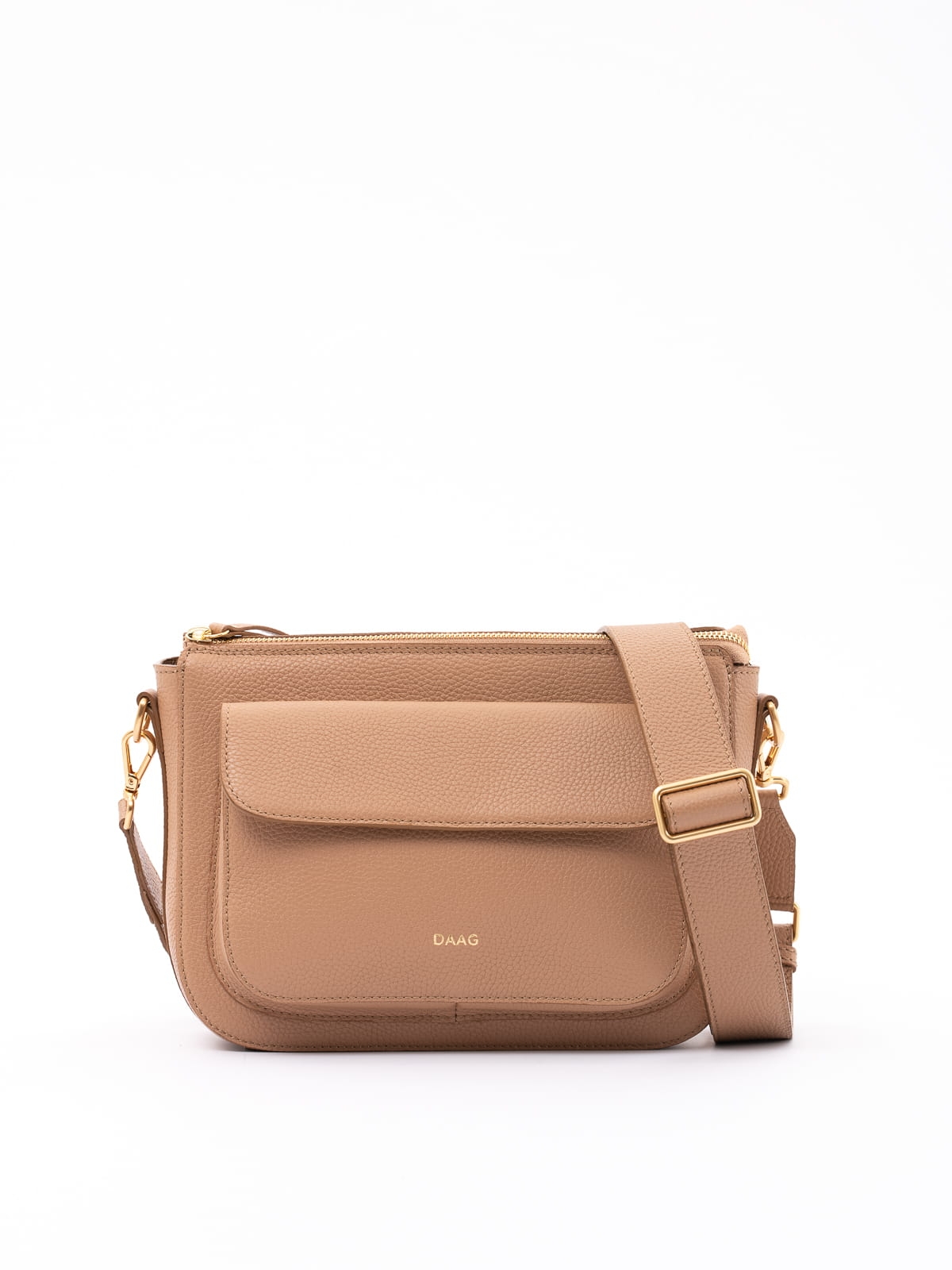 MARLOTTE beżowa latte duża skórzana torebka damska listonoszka torba na ramię