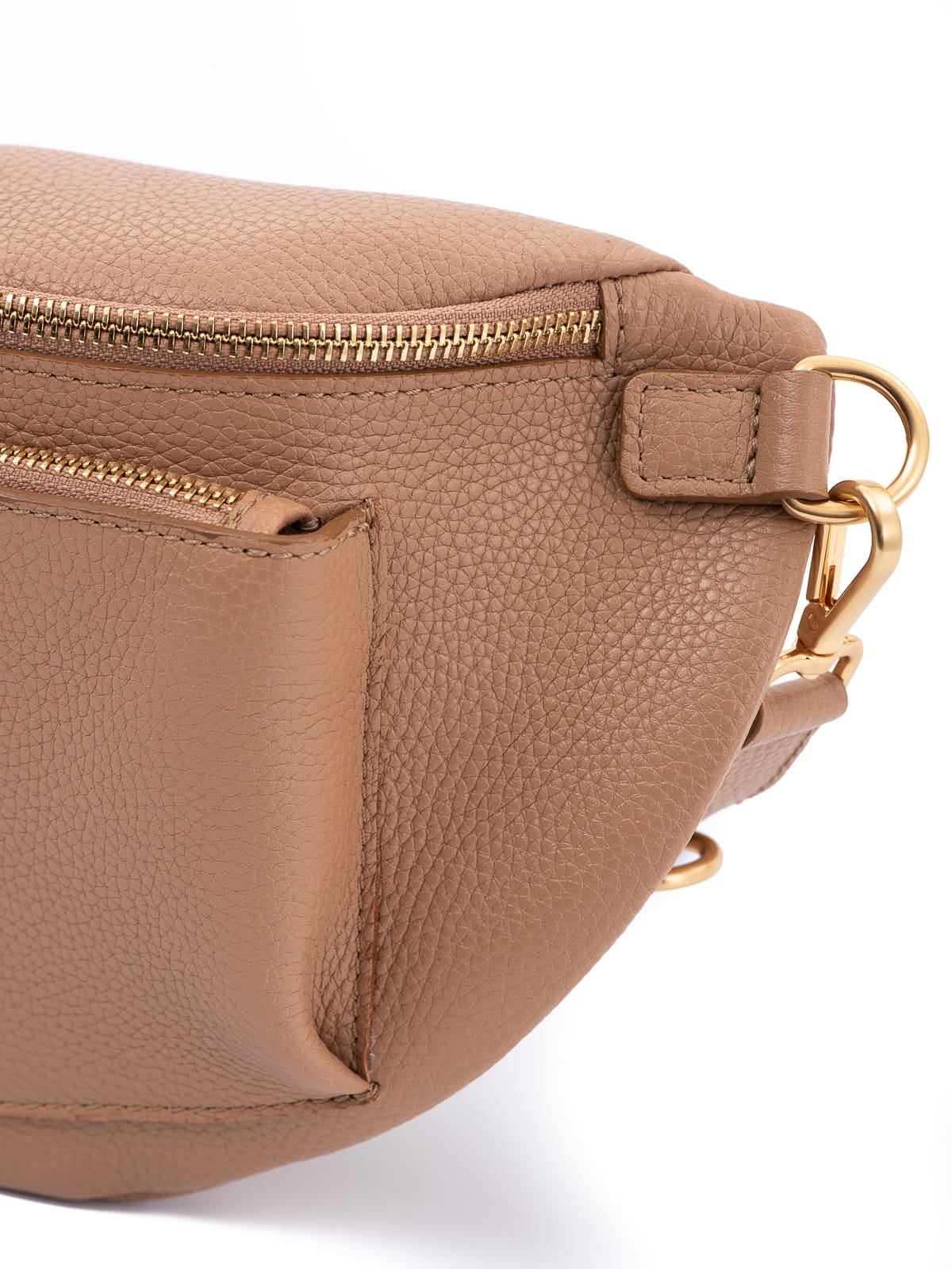 LARISSA XL beżowa duża nerka damska saszetka torebka skórzana