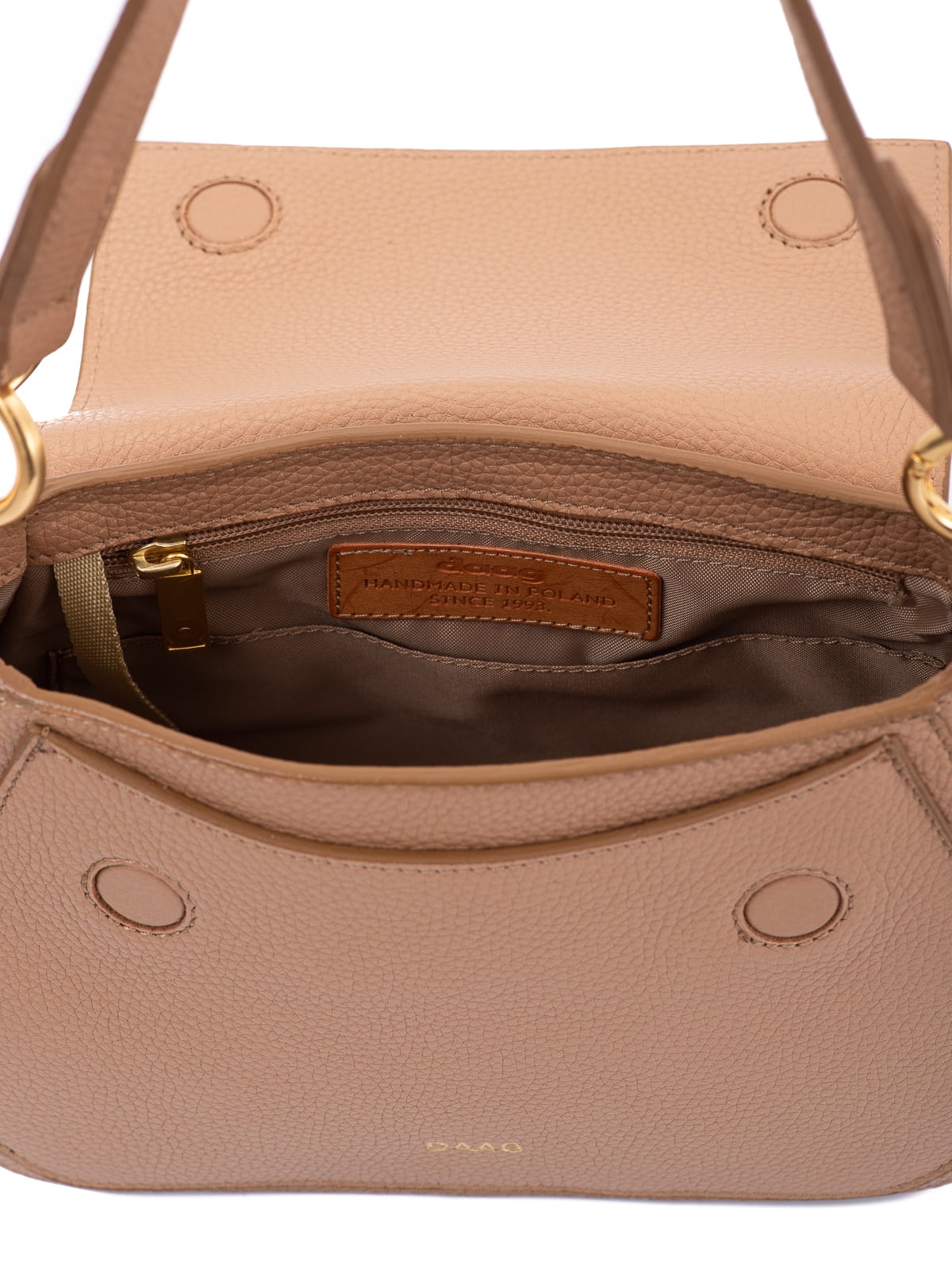 OLIVIA beżowa latte duża skórzana torebka damska listonoszka torba na ramię