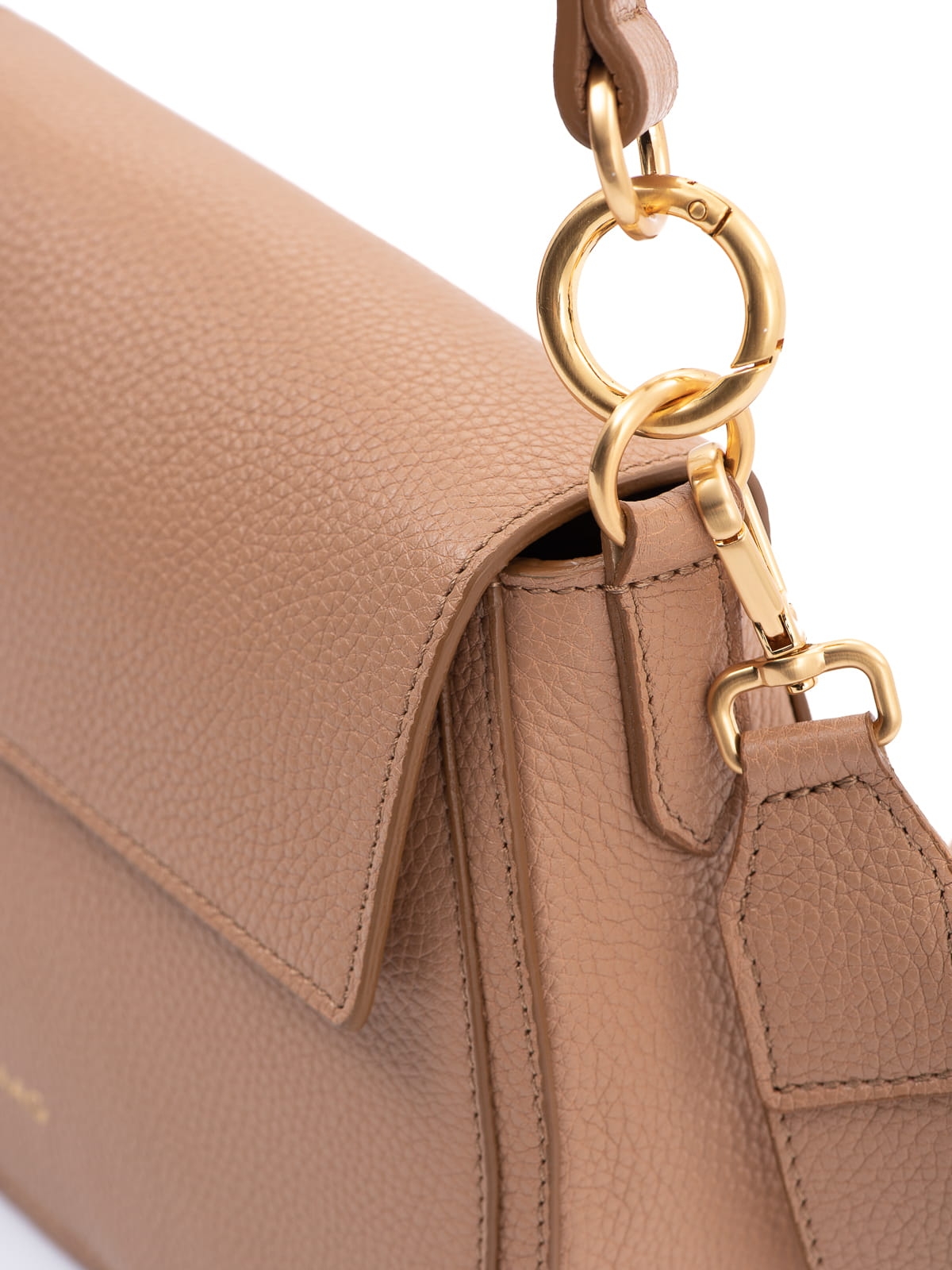 OLIVIA beżowa latte duża skórzana torebka damska listonoszka torba na ramię