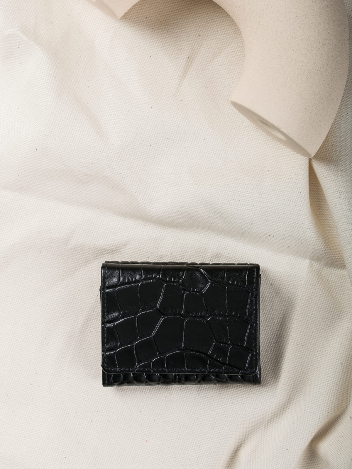 ROSE czarny portfel damski skórzany