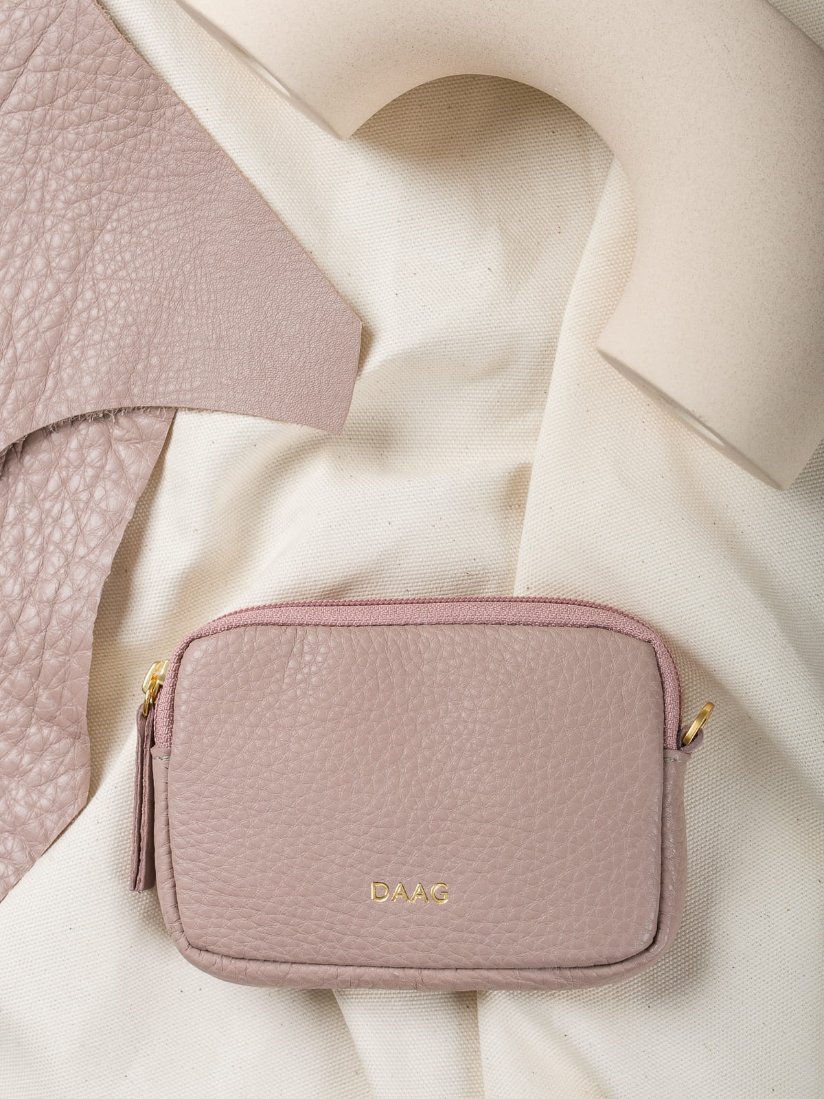 VICKI pudrowy róż etui kosmetyczka skórzana ZERO WASTE groszek