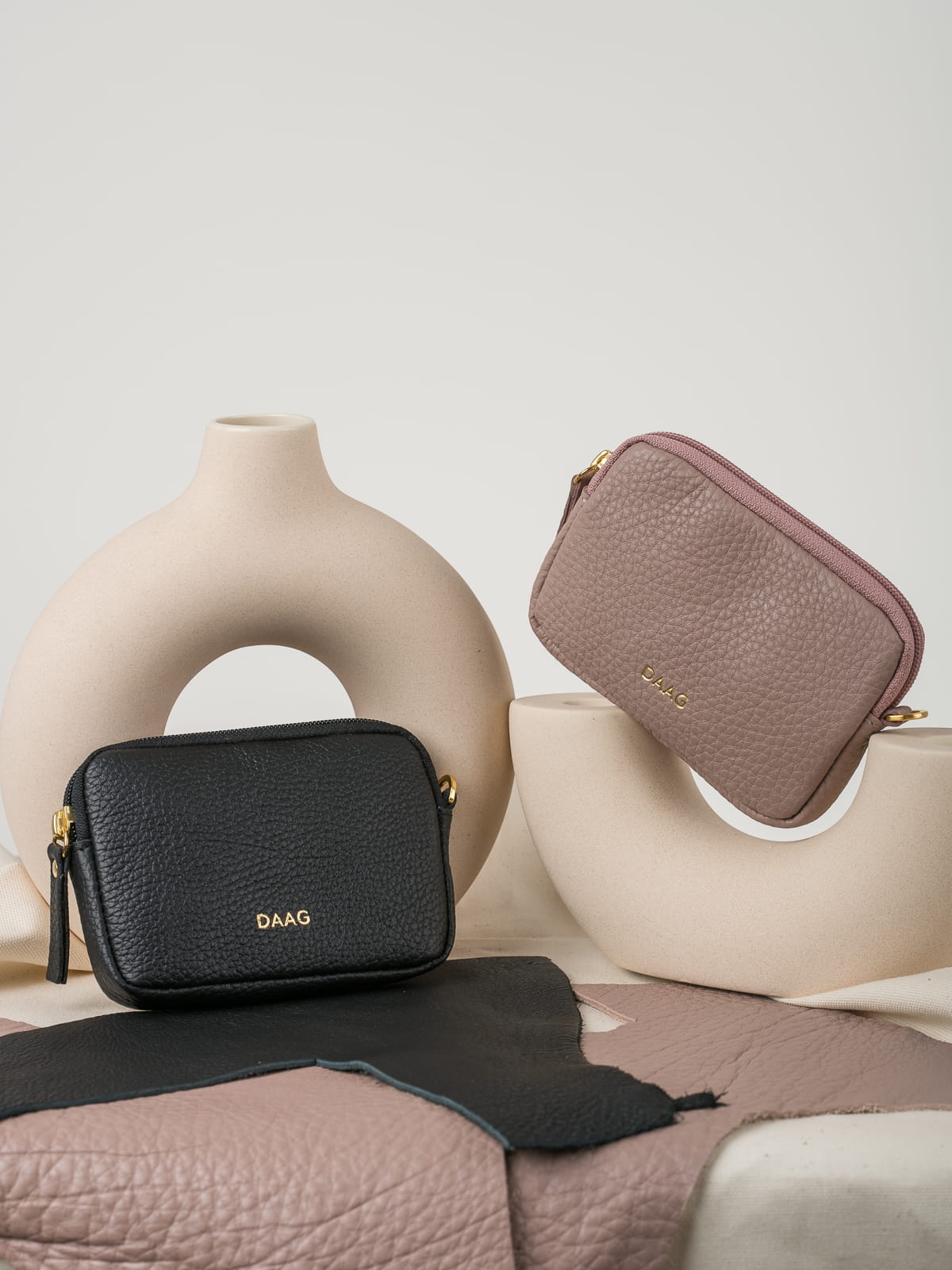 VICKI pudrowy róż etui kosmetyczka skórzana ZERO WASTE groszek