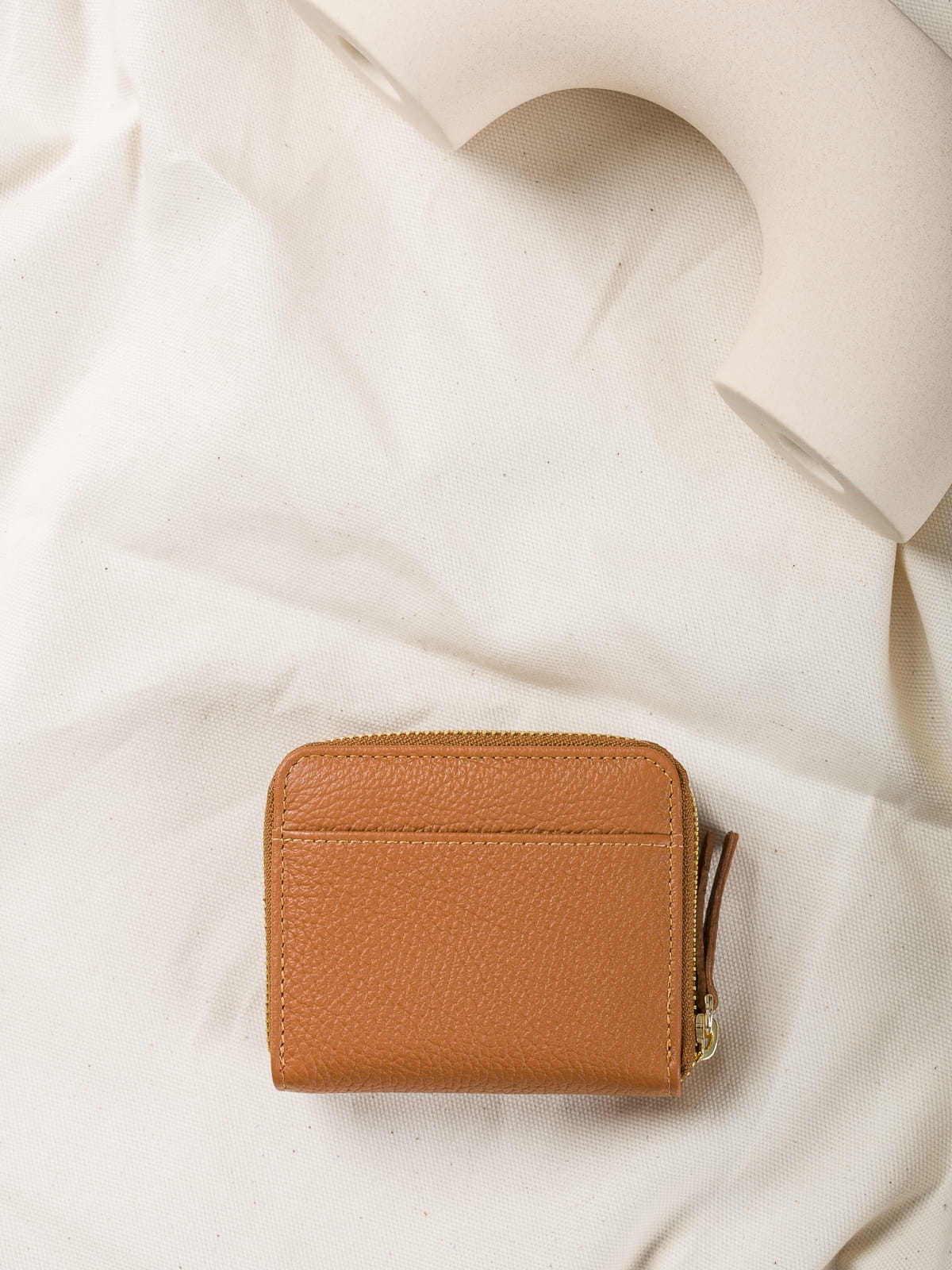 DIANA koniak portfel damski skórzany groszek