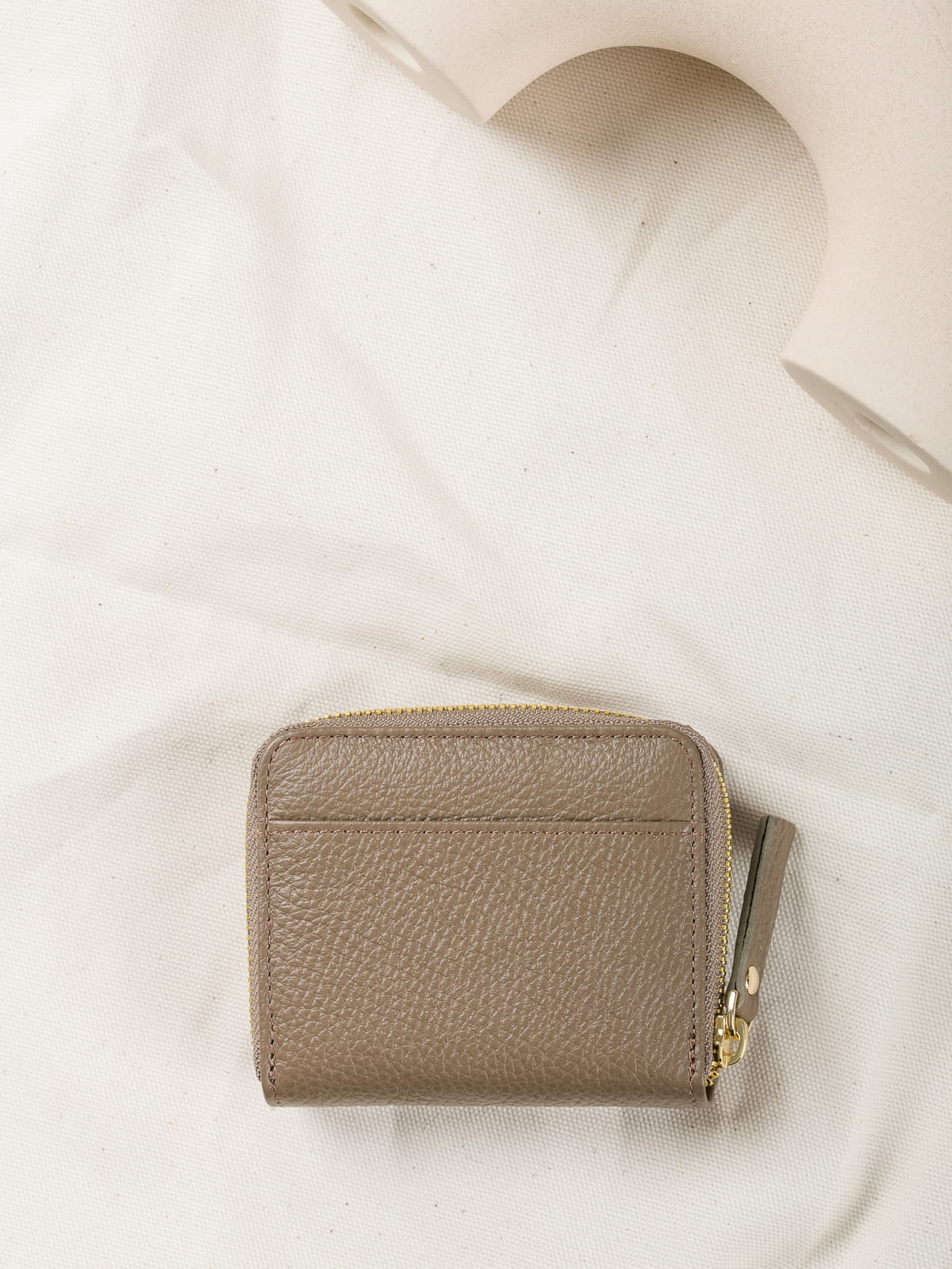 DIANA taupe portfel damski skórzany groszek