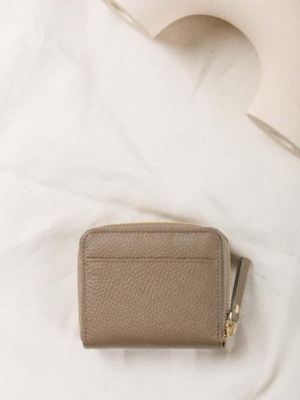 DIANA taupe portfel damski skórzany groszek