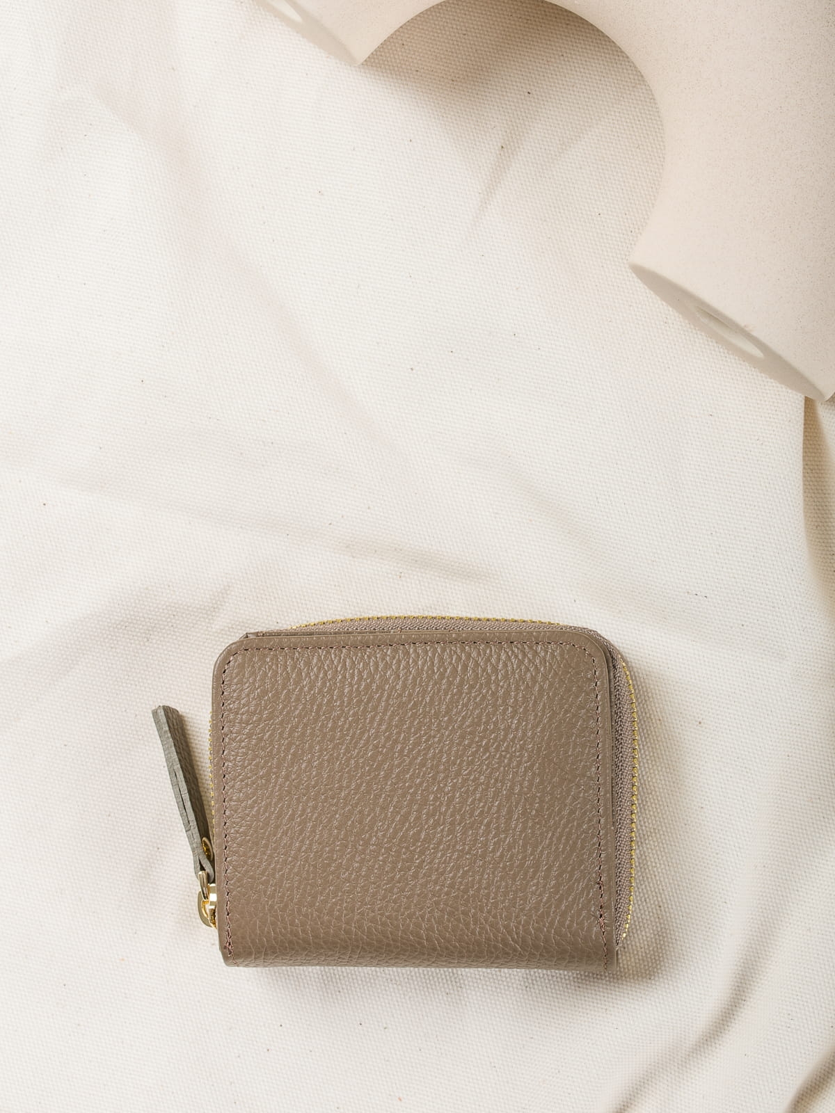 DIANA taupe portfel damski skórzany groszek