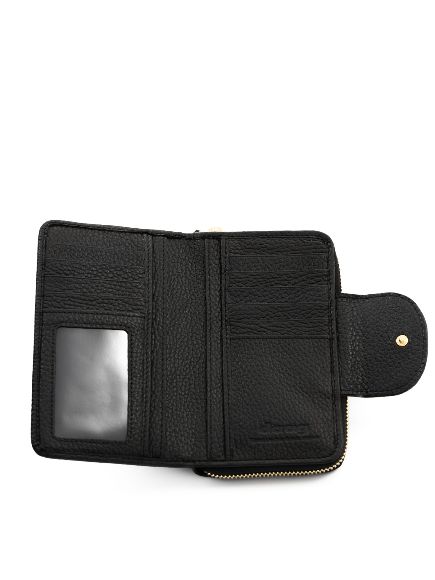 KATIE czarny skórzany portfel damski groszek