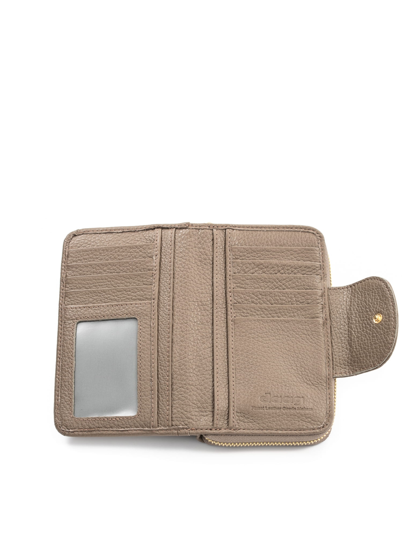 KATIE taupe skórzany portfel damski groszek