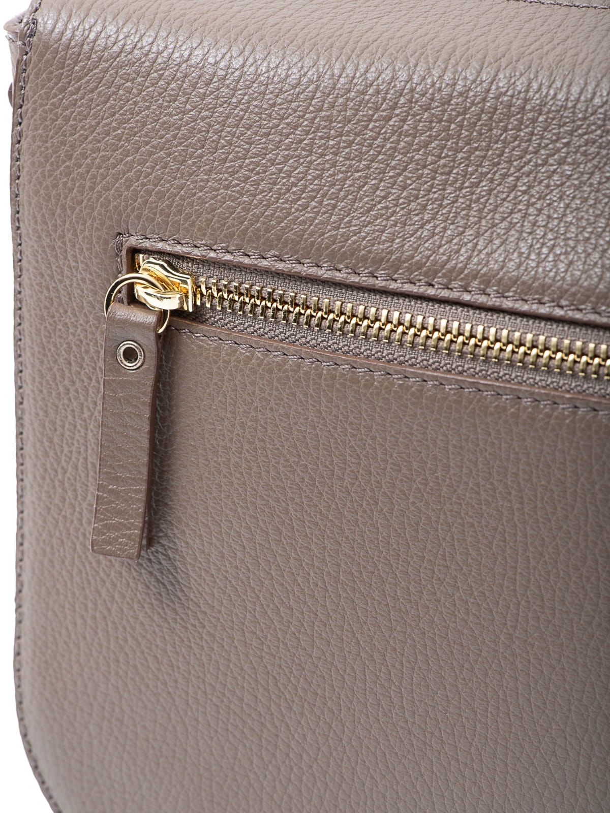 MARLOTTE taupe duża skórzana torebka damska listonoszka torba na ramię groszek