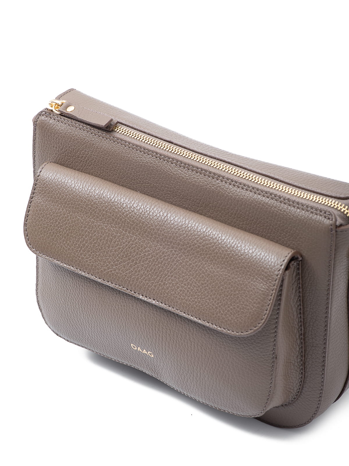 MARLOTTE taupe duża skórzana torebka damska listonoszka torba na ramię groszek