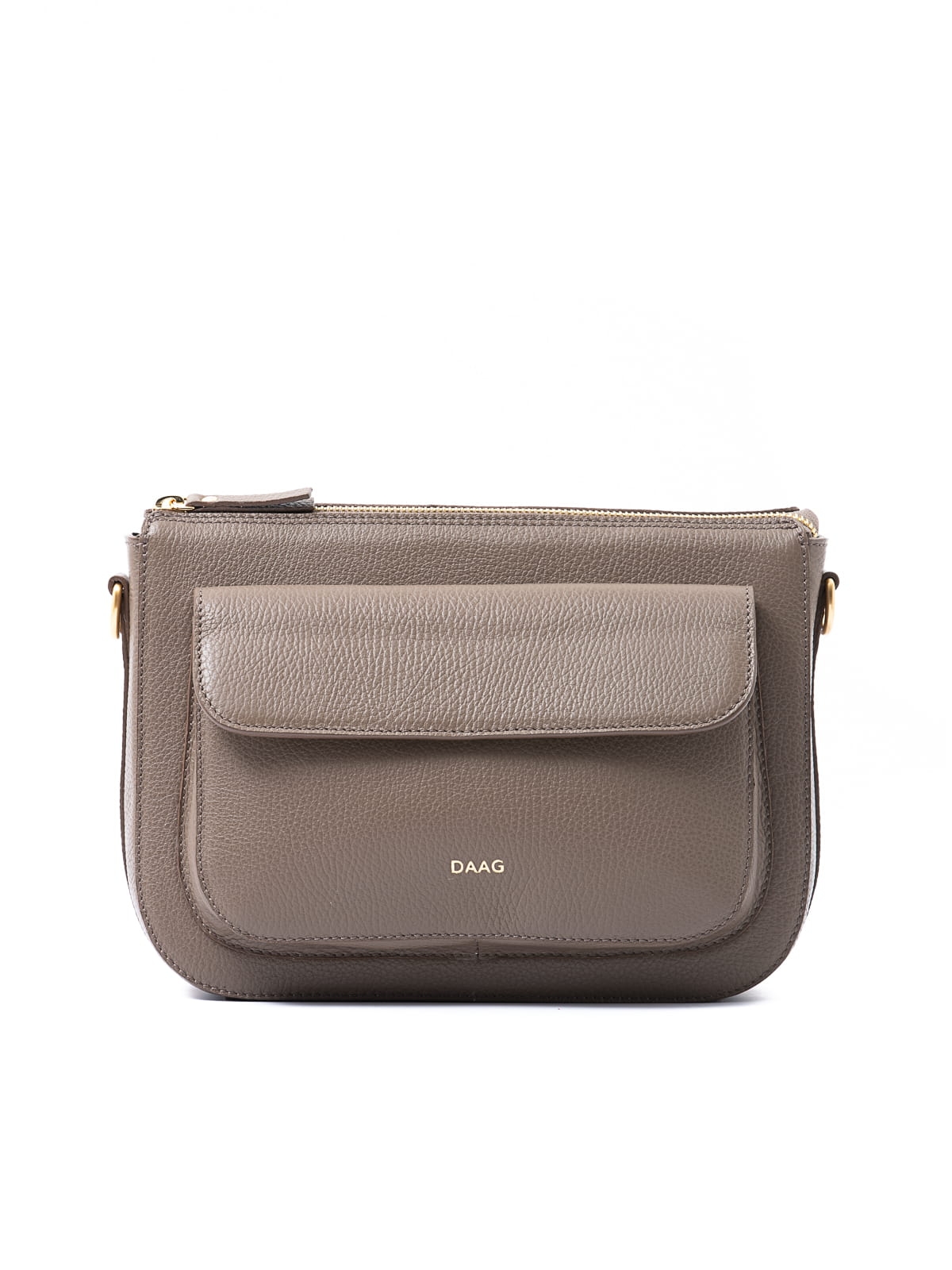 MARLOTTE taupe duża skórzana torebka damska listonoszka torba na ramię groszek