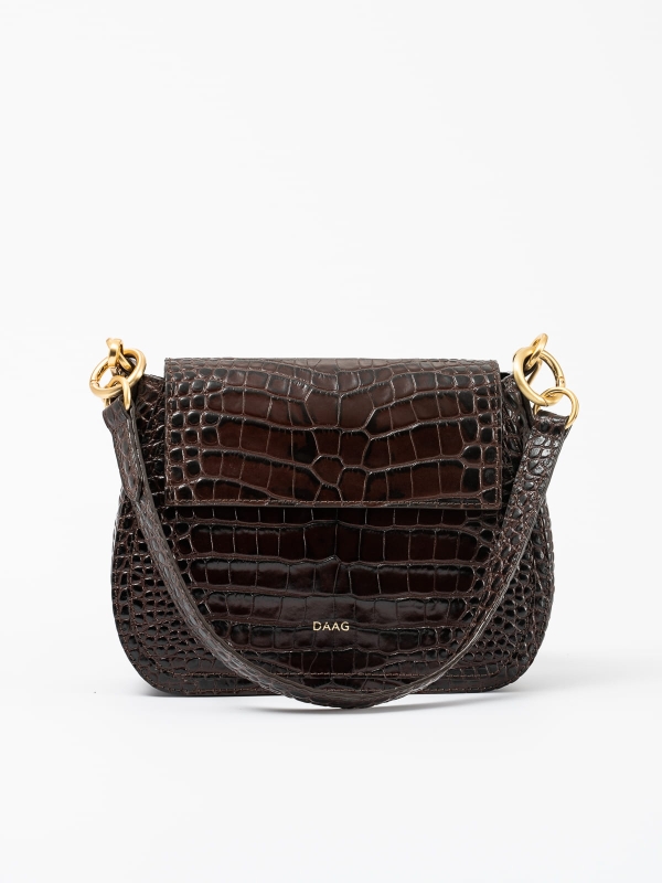 OLIVIA duża brązowa skórzana torebka damska listonoszka torba na ramię