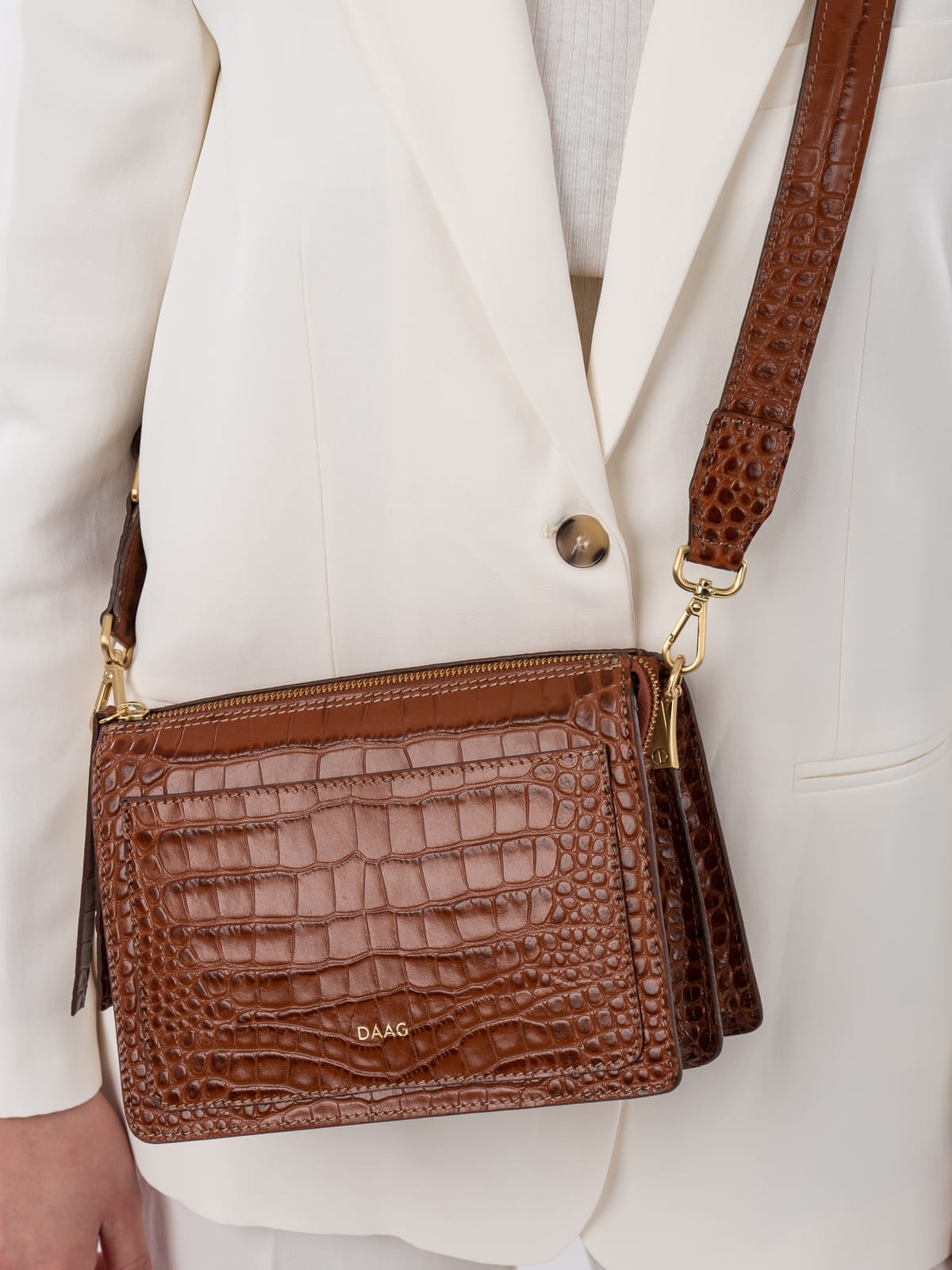 HARIETT camel skórzana torebka damska listonoszka torba na ramię