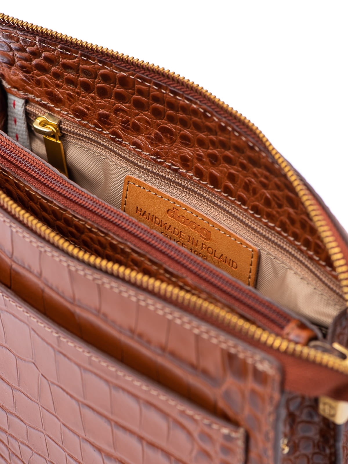 HARIETT camel skórzana torebka damska listonoszka torba na ramię