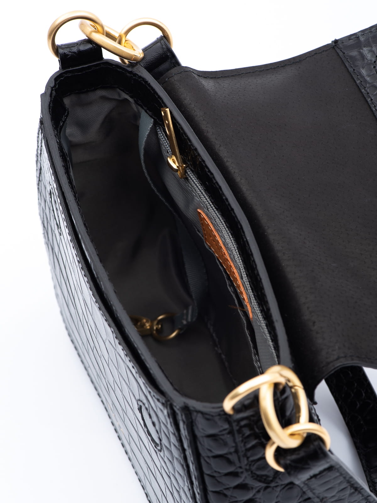 OLIVIA duża czarna skórzana torebka damska listonoszka torba na ramię