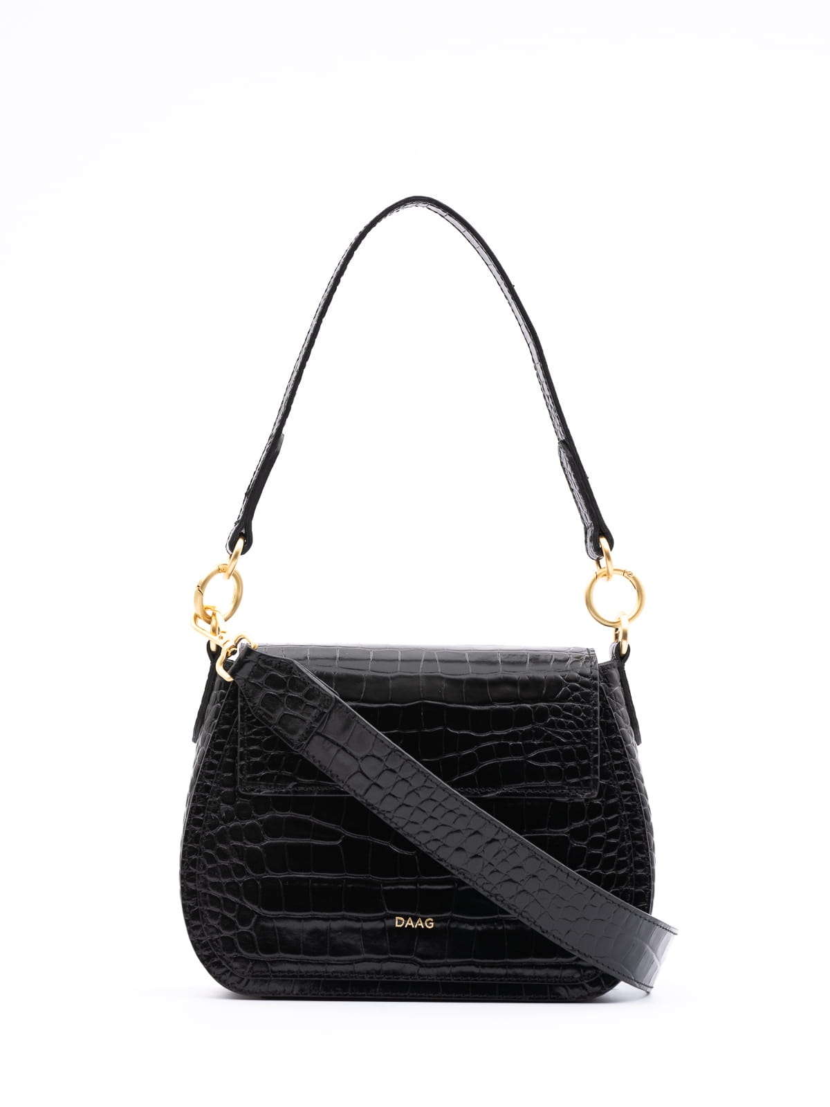 OLIVIA duża czarna skórzana torebka damska listonoszka torba na ramię