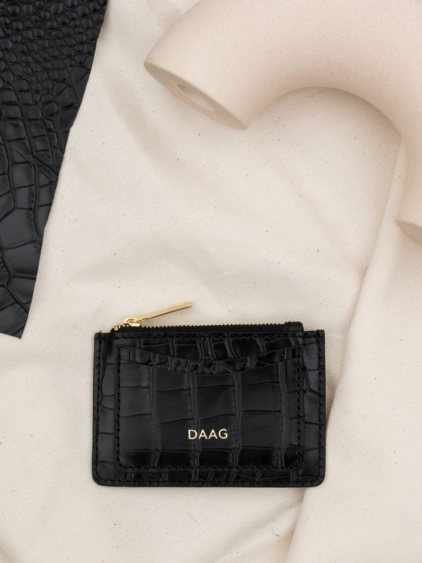 ARIA czarne etui daag zero waste skórzane etui croco