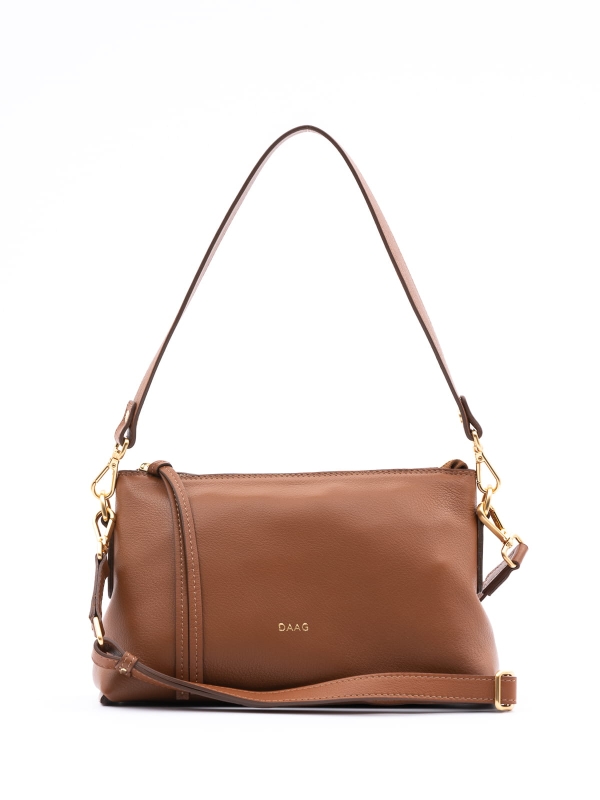 CLAUDIA camel skórzana torebka damska duża listonoszka