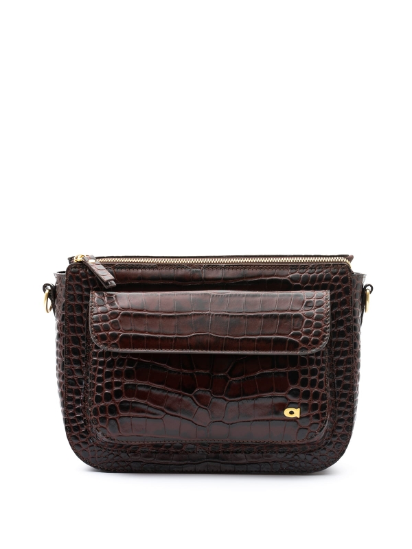 MARLOTTE brązowa skórzana duża torebka damska listonoszka torba na ramię