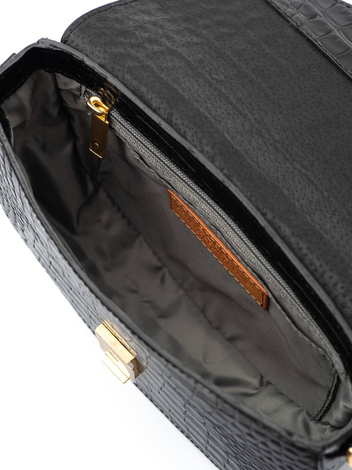 ROSALIE czarna skórzana torebka damska półksiężyc