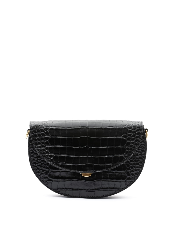 ROSALIE czarna skórzana torebka damska półksiężyc