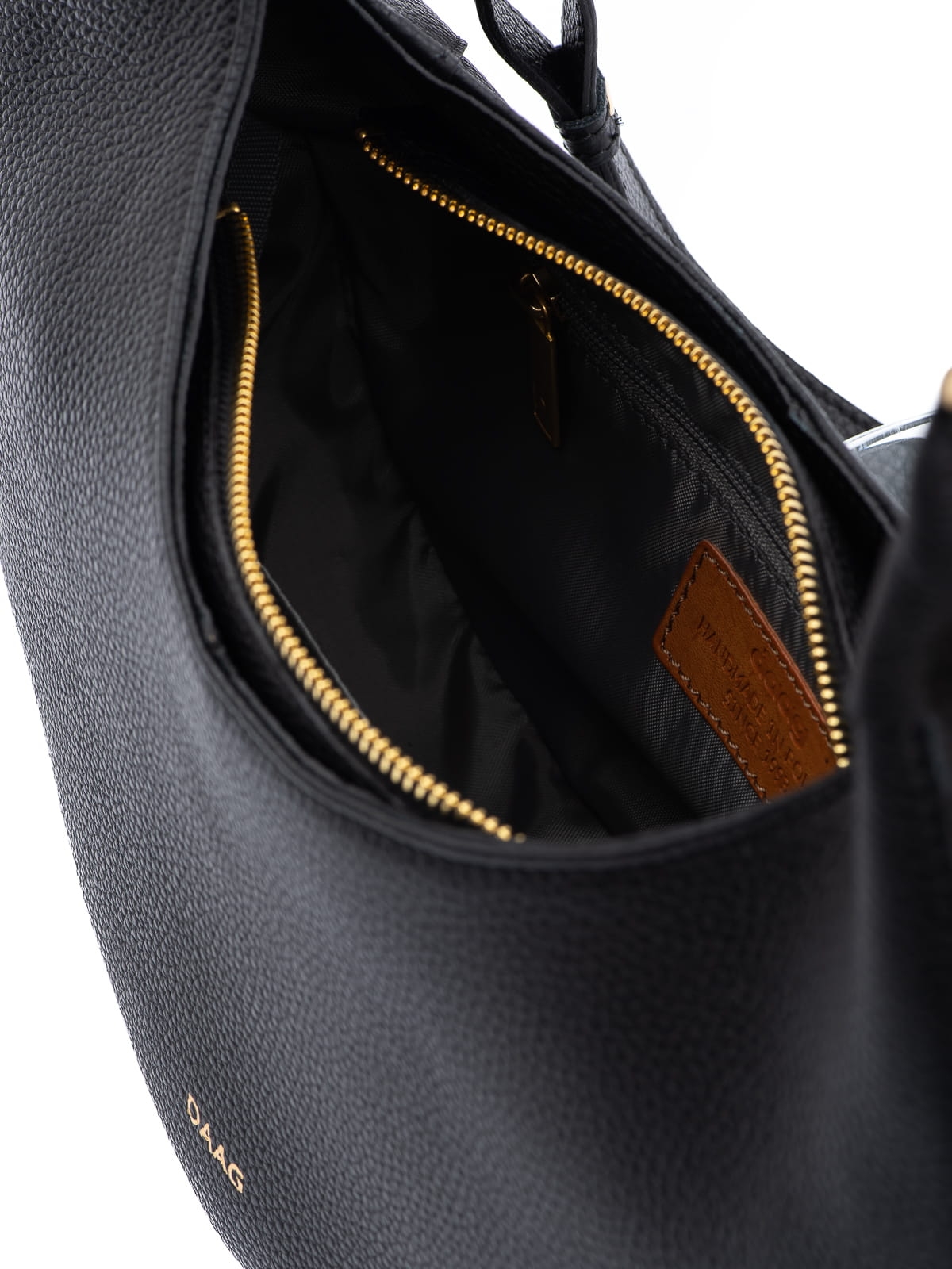 ARUNA czarna skórzana torebka damska listonoszka torba na ramię