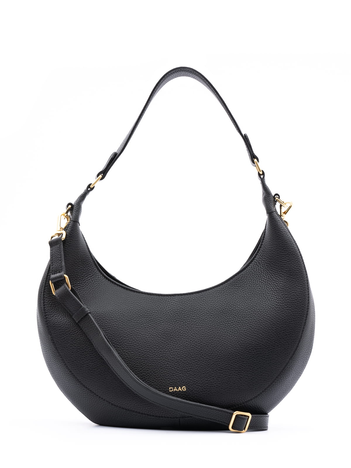 ARUNA czarna skórzana torebka damska listonoszka torba na ramię