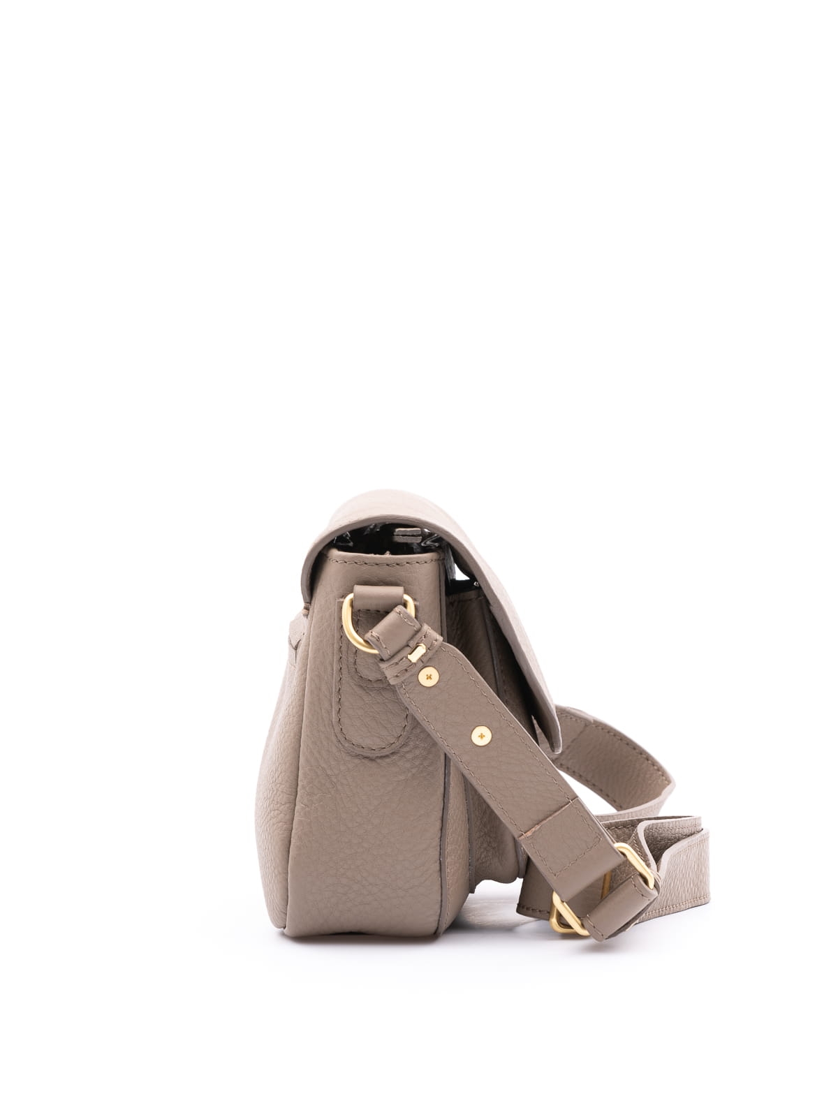 Mini Emmanuela taupe skórzana torebka damska listonoszka torba na ramię