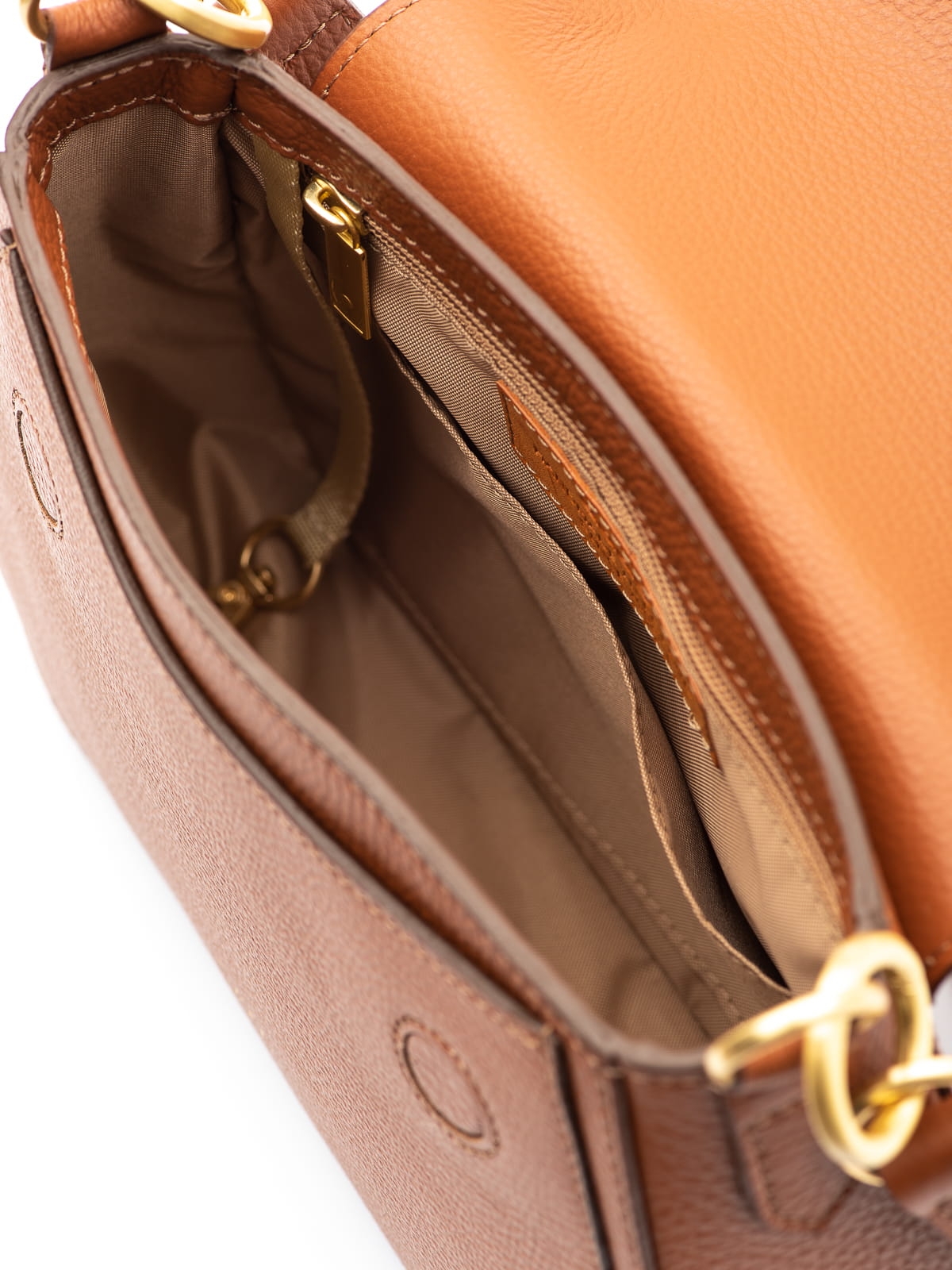 OLIVIA koniak groszek duża skórzana torebka damska listonoszka torba na ramię