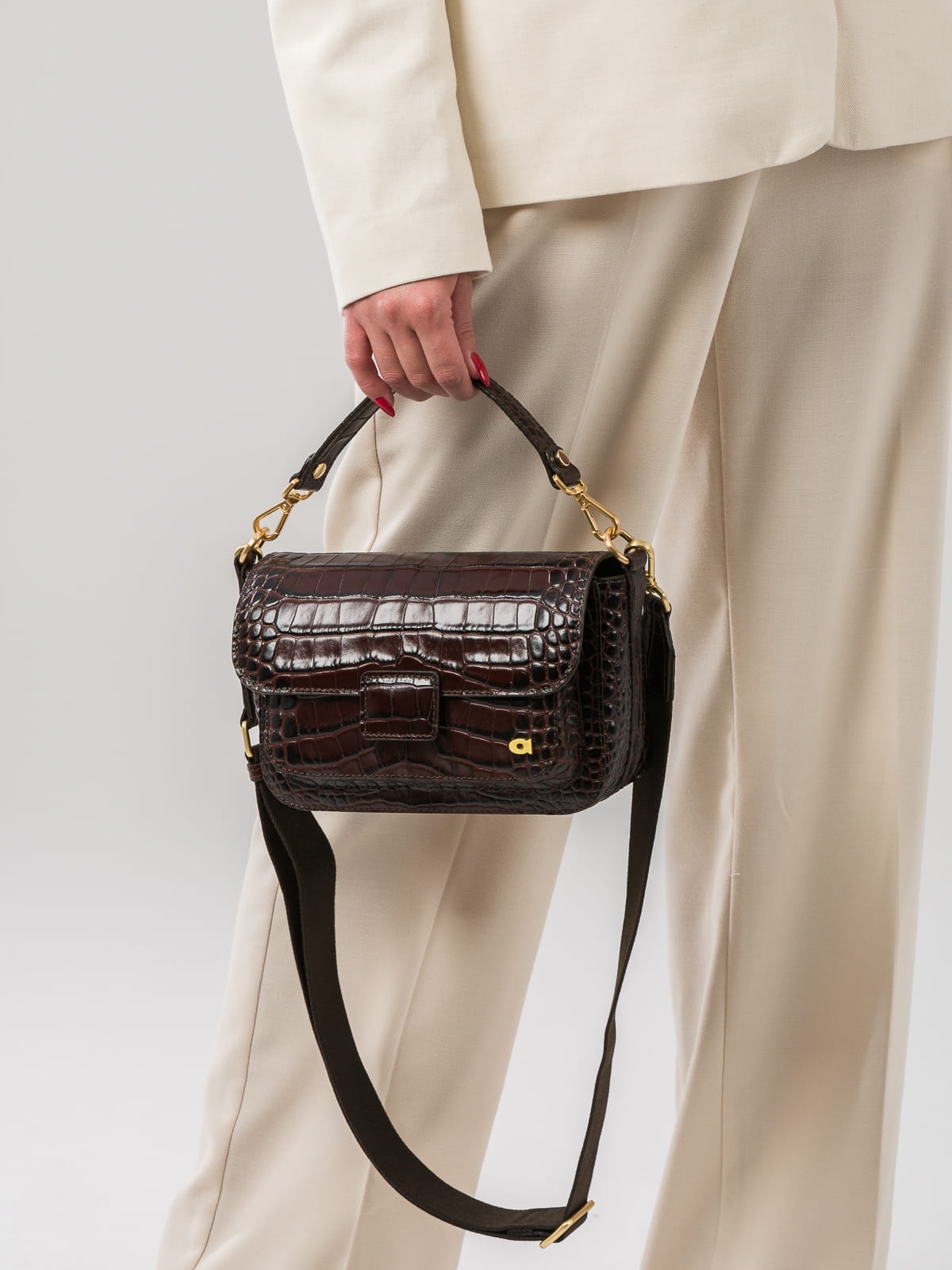 MINI MADELINE brązowa skórzana mała torebka damska na ramię