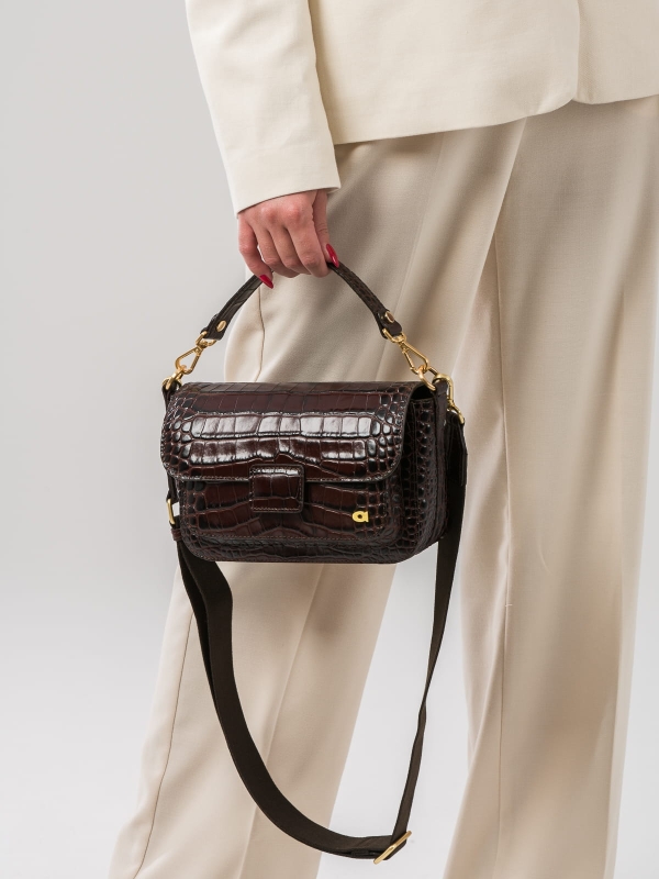 MINI MADELINE brązowa skórzana mała torebka damska na ramię