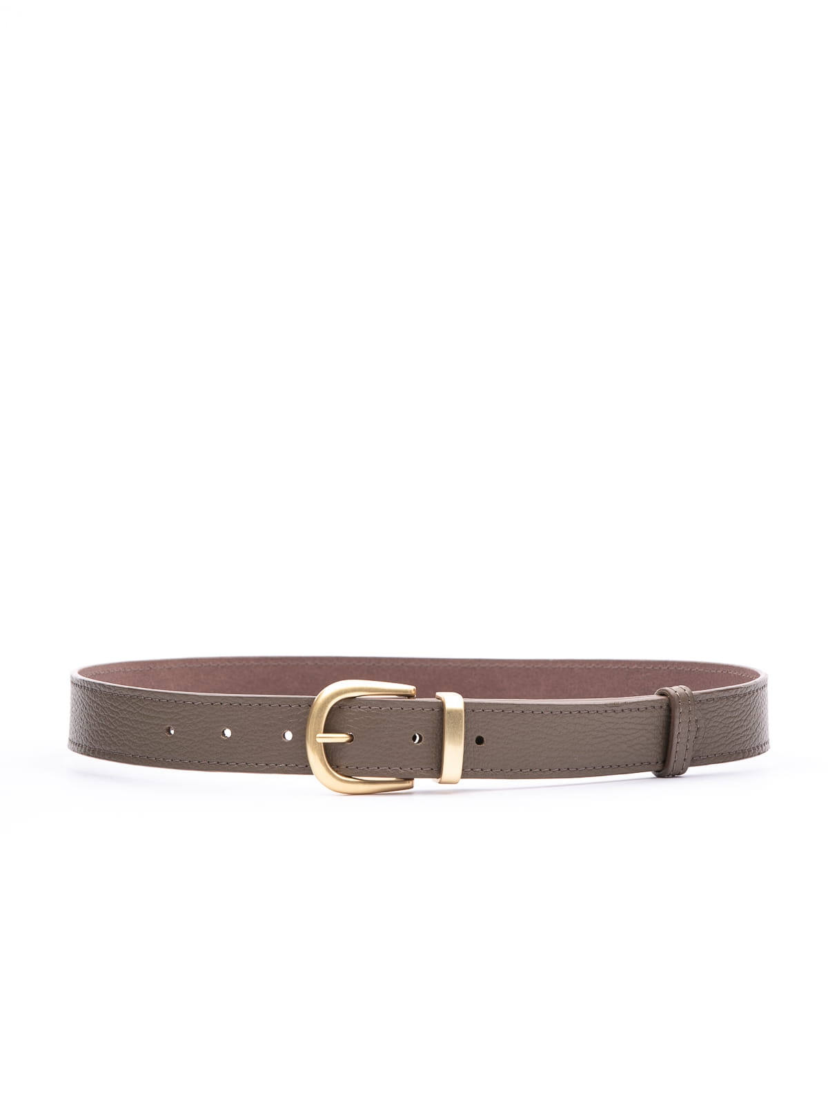 ELSA Pasek taupe groszek skórzany damski do spodni z klamrą