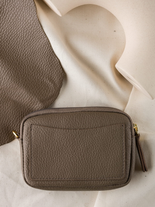 VICKI taupe groszek skórzane etui kosmetyczka zero waste