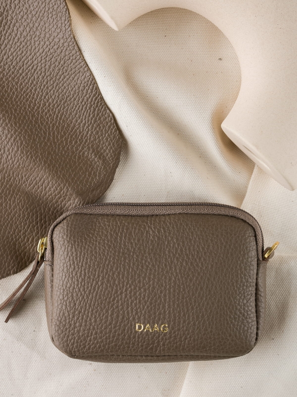 VICKI taupe groszek skórzane etui kosmetyczka zero waste