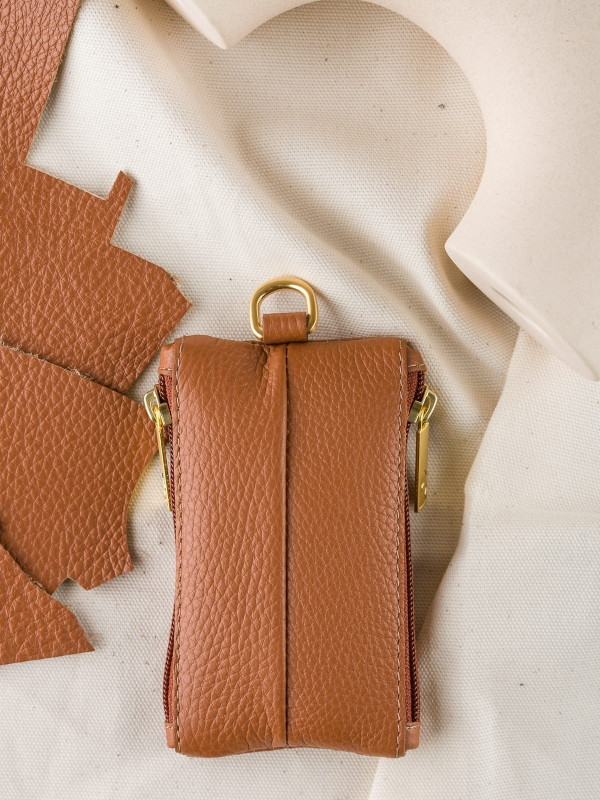 IVY koniak skórzane etui na klucze zero waste