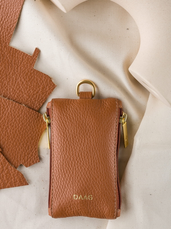 IVY koniak skórzane etui na klucze zero waste