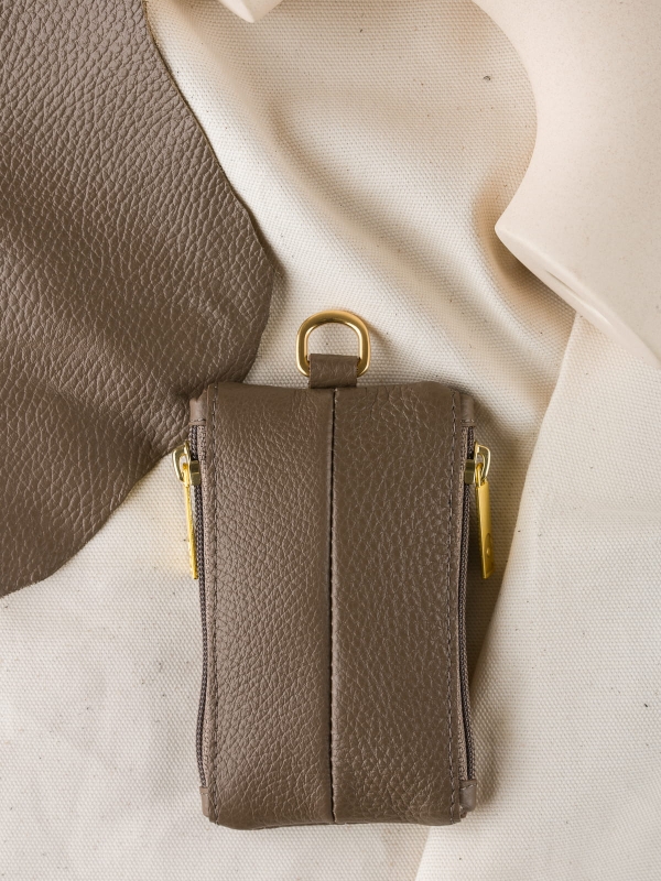 IVY taupe skórzane etui na klucze zero waste