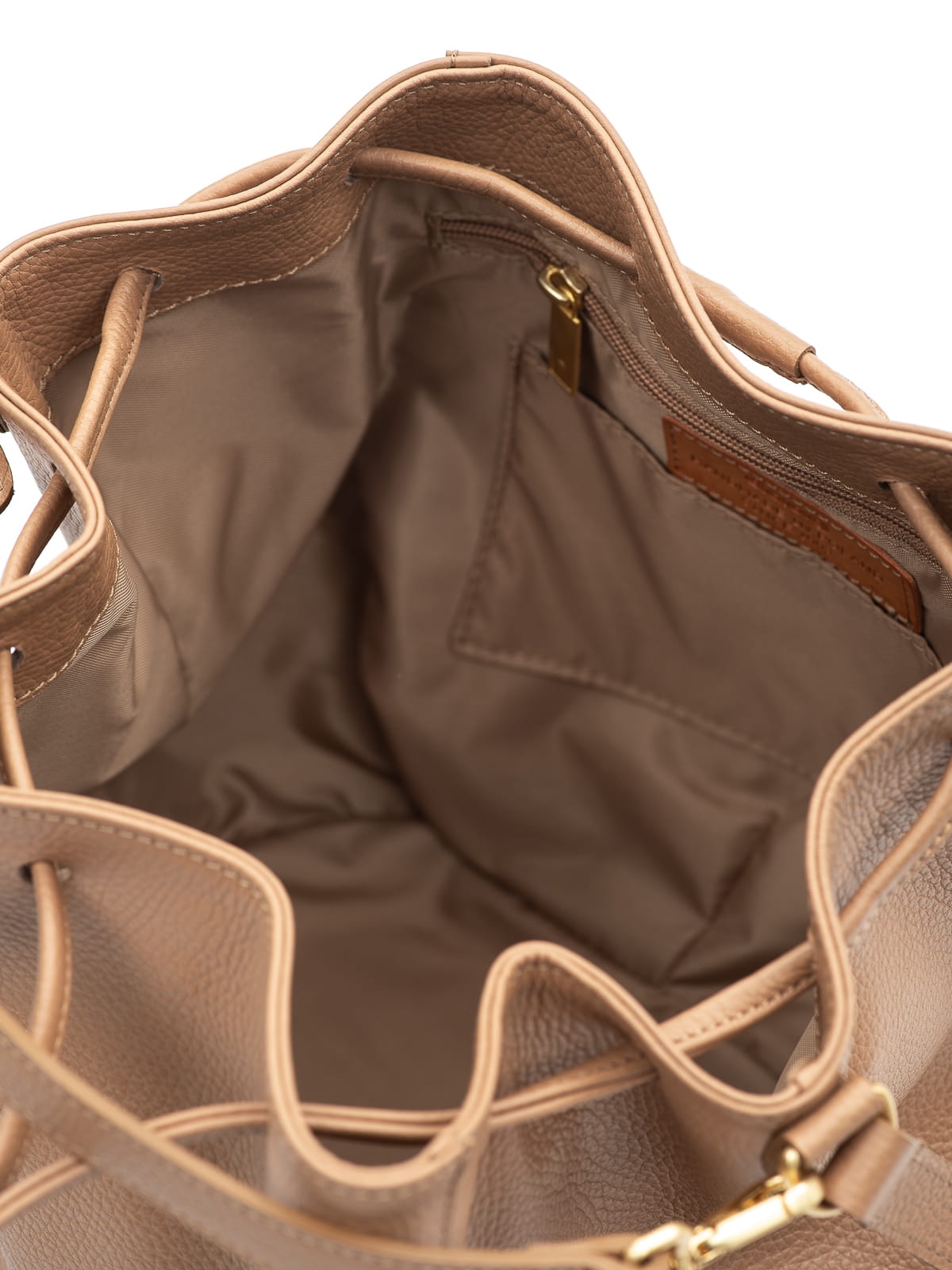 ZOE beżowa groszek duża damska skórzana torebka typu worek