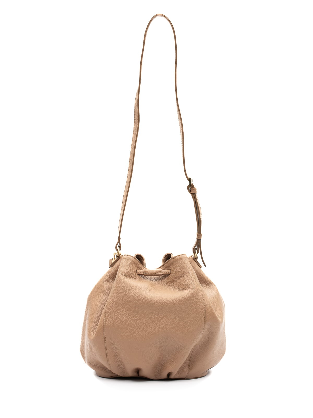 ZOE beżowa groszek duża damska skórzana torebka typu worek