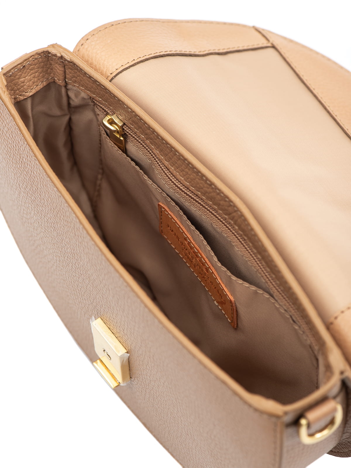 ROSALIE beżowa latte groszek skórzana torebka damska półksiężyc skóra