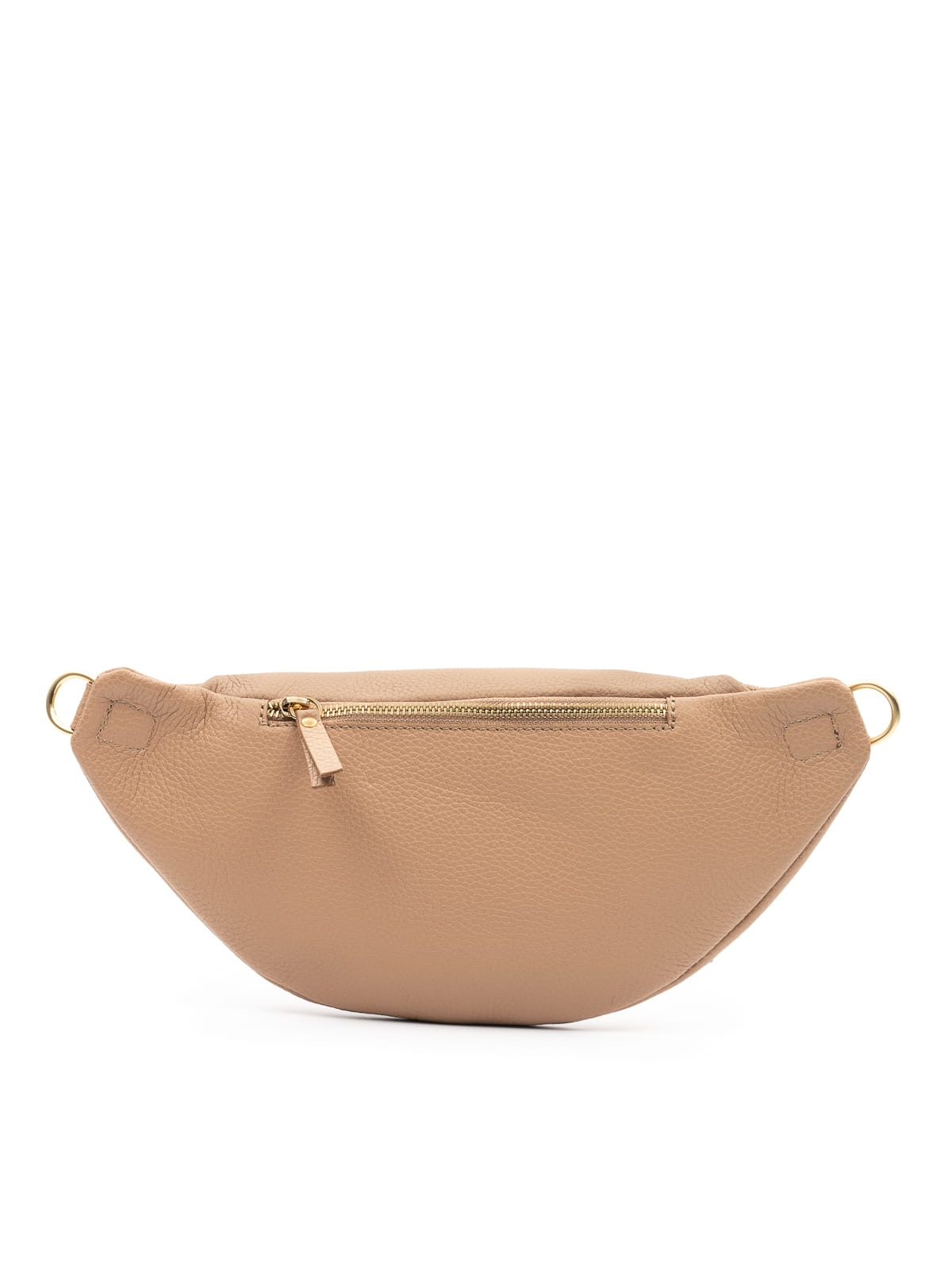 LARISSA beżowa skórzana duża damska nerka saszetka torebka