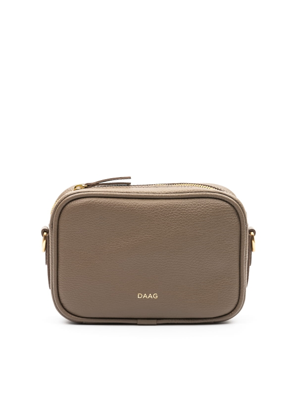 BETTY taupe mała skórzana torebka damska listonoszka